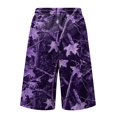 thumbnail image 4 of JoveMarine Men's Camo Drawstring Cargo Shorts - Plaid Work Shorts with Pockets, Knee-Length Loose Fit for Outdoor Daily,Purple 2XL, 4 of 6