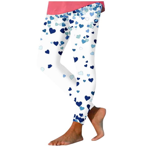 hotojiny Valentines Day Leggings for Women Casual Spring Fashion Yoga Workout Pants Slim Heart Print Leggings