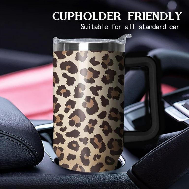 40 oz Tumbler With Handle,Leopard Print Skinny Vacuum Insulated Tumbler  With Straw,Cute Cheetah Print Cups Water Bottle CoffeeTravel Tumbler,  Leopard ...