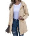 thumbnail image 6 of Mifsaly Womens Windbreaker Jacket Lightweight Windproof Hooded Full Zip Trench Coat Outdoor Hiking Camping Travel Outerwear with Adjustable Drawstring and Pockets Beige,S, 6 of 9