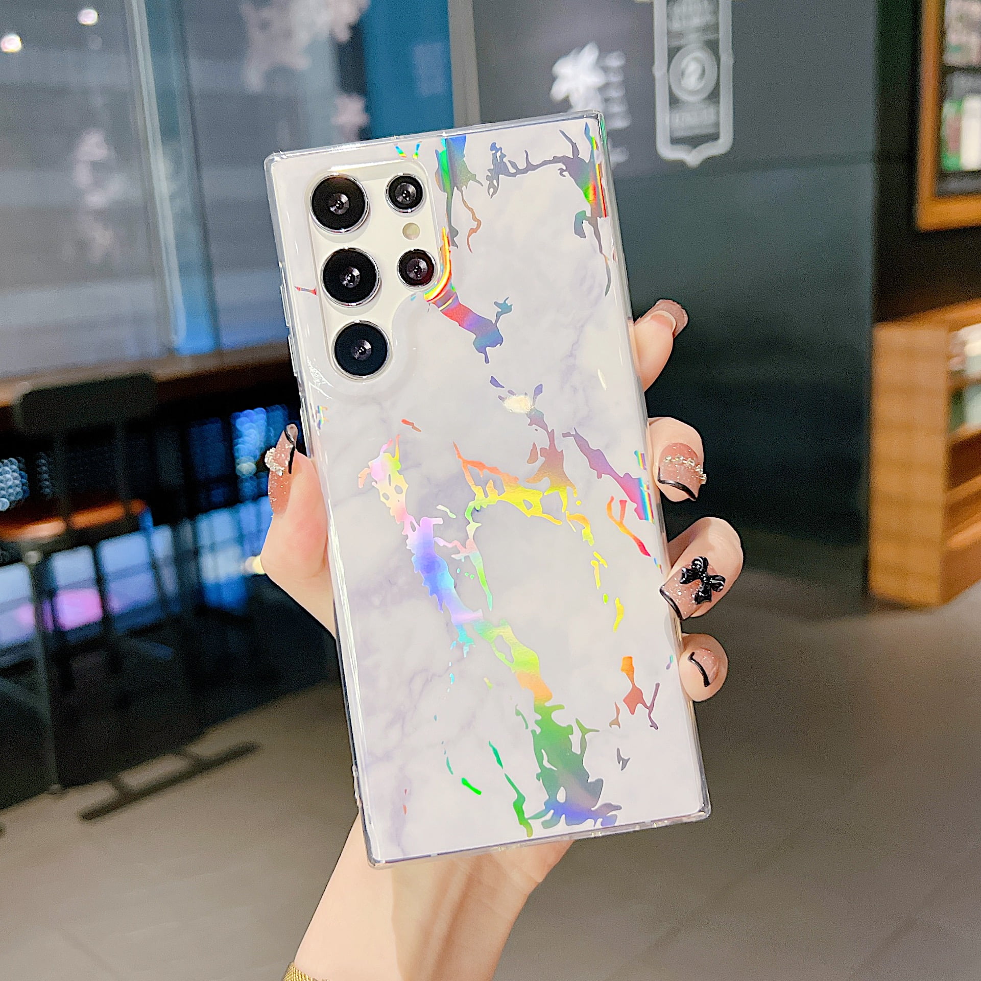Uucovers Compatible With Samsung Galaxy S22 Ultra Case For Women Girls Sparkle Marble Design Slim Thin Stylish Geometric Cover For For Samsung S 22 Ultra 5g 22 Silver Marble Walmart Com
