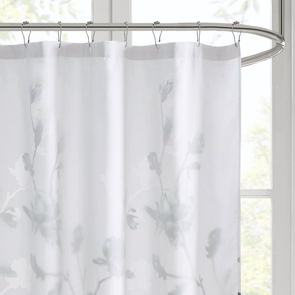 MAYEERTY Burnout Printed Shower Curtain, Aqua Floral Bathroom Shower Curtains