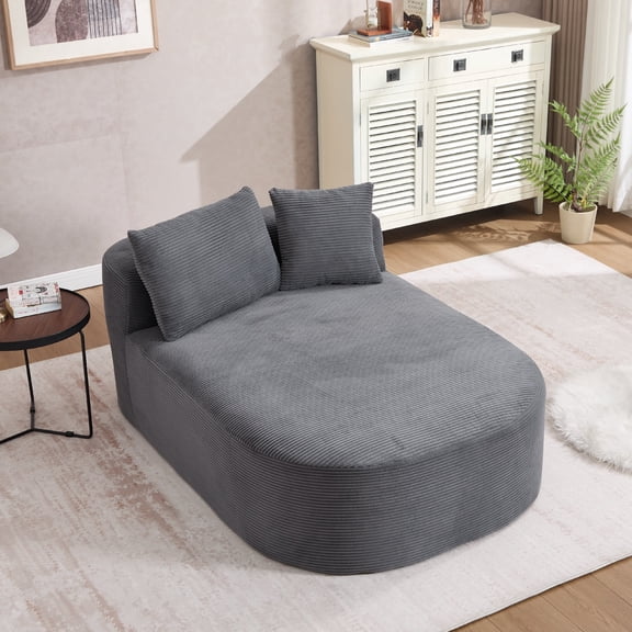 Homefun 67.5'' Oversized Chaise Lounge Indoor,Deep Seat Boneless Corduroy Sleeper Sofa Chair with 2 Pillows,No Assembly