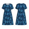 thumbnail image 3 of Bixox Robe d'Été à Manches Courtes pour Femmes Robe Ample Longueur Genou avec Poches-Stingray, 3 of 7