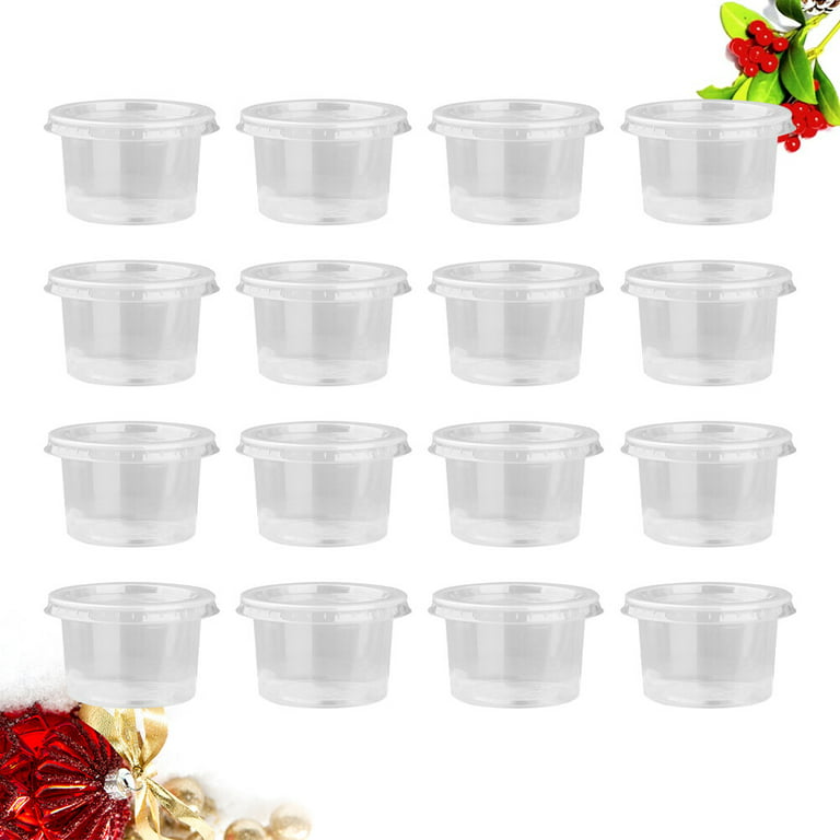 100pcs Round transparent disposable sauce cup varies capacity small taste  glass pudding jelly yogurt plastic cups with lid
