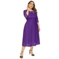 thumbnail image 2 of IBTOM CASTLE Women Plus Size Cocktail Dress Vintage 3/4 Sleeve Floral Lace Wedding Guest Dresses Pleated High Waist A-Line Swing Dresses Formal Prom Midi Party Dresses with Pockets 5XL Purple, 2 of 5