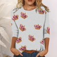 thumbnail image 2 of PMUYBHF T-Shirt Imprimé Joyeuses Fêtes Manches 3/4 Col Rond Blouse 5735 TG, 2 of 5
