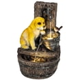 thumbnail image 2 of Outsunny Outdoor Fountain with 3-Tier Puppy Theme, LED Lights, Adjustable Flow, Resin Freestanding Garden Fountain, Rustic Brown, 2 of 9