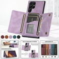 thumbnail image 3 of PU Leather Wallet Case for Samsung Galaxy S24 Ultra, with Credit Card Holder Cash Pocket Kickstand Matte Shockproof Business Vintage Magnetic Buttons Case Cover for Samsung Galaxy S24 Ultra, Purple, 3 of 6