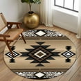 thumbnail image 3 of Brown Southwest Round Rug 5ft Washable Circle Kitchen Rugs Non Slip Farmhouse Boho Aztec Geometric Neutral Large Area Rug Indoor Floor Carpet for Bedroom Living Room Home Office Dining Room Nursery, 3 of 8