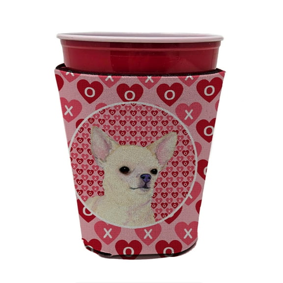 Carolines Treasures SS4472RSC Chihuahua Hearts Love and Valentines Day Red Cup Hugger Red Cup multicolor