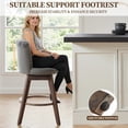 thumbnail image 6 of PAPROOS Bar Stools Set of 2, 26" Swivel Counter Height Bar Stools with Back, Upholstered Velvet Kitchen Island Counter Height Chair with Button Tufted Back, Nailhead Trim and Wood Legs, Grey, 6 of 10