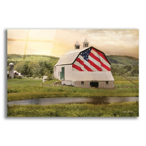Epic Art 'Flag Barn' by Lori Deiter, Acrylic Glass Wall Art, 16"x12"