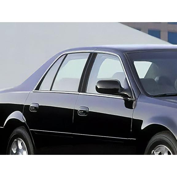 Rvinyl Pillar Post Window Trim Compatible with Cadillac Deville 2000-2005 (Sedan) - Gloss (Black)