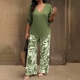 thumbnail image 2 of LIZUOJUN Women's Pajama Set 2 Piece Lounge Set Loungewear Soft Sleepwear Elegant Short Sleeve Shirt Straight Long Pants, Green,XXXL, 2 of 4