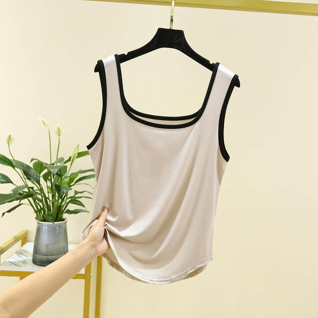 mfyjkho Camisetas Sin Mangas, Camisola De Verano Informal De Color Liso Con Cuello Redondo Y Holgada Para Mujer Tops Elegantes Para Mujer M