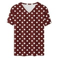 thumbnail image 4 of Womens Short Sleeve Top Casual Summer Tops, Women's Polka Dots Blouse Ladies Loose Fit Tunic Tee V Neck Short Sleeve Summer Tops Plus Size Comfy Shirts, 4 of 5