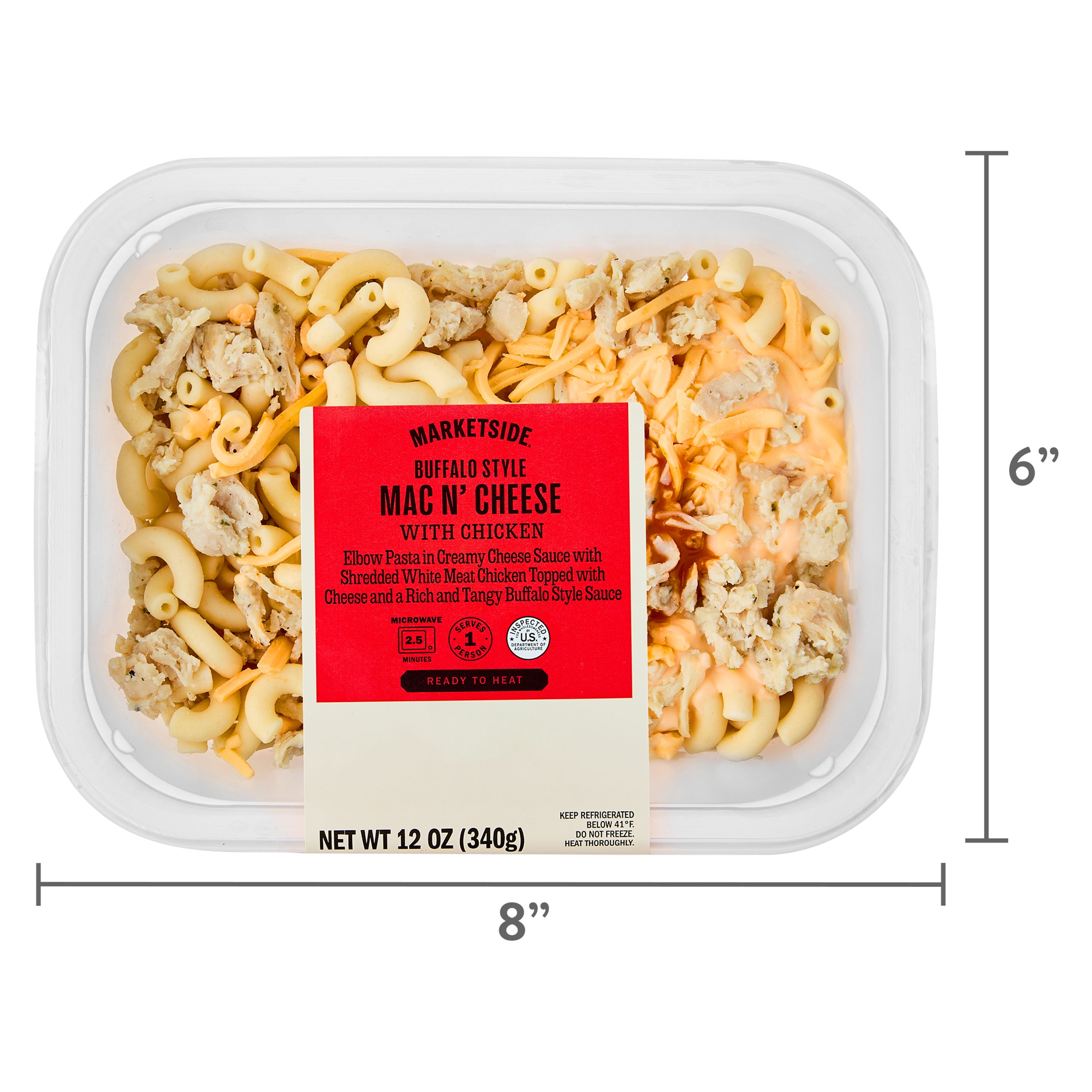 (4 pack) Marketside Buffalo Style Mac N' Cheese with Chicken, 12 oz (Refrigerated)
