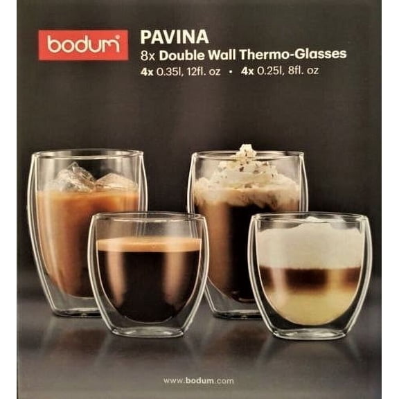 Bodum Pavina 8 Piece Double Walled Glass Set (4 x 250ml & 4 x 350ml)