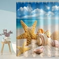 thumbnail image 3 of Beach Shower Curtain, Conch Shell Starfish Ocean Landscape Bathroom Curtain for Bathtub Decor Waterproof Fabric Machine Washable with 12 Hooks, 3 of 6
