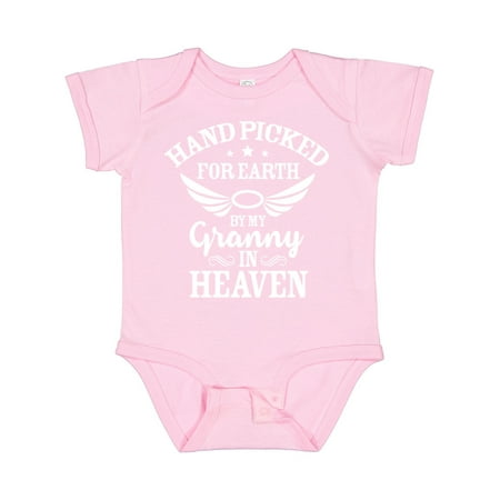

Inktastic Handpicked for Earth by My Granny in Heaven with Angel Wings Gift Baby Boy or Baby Girl Bodysuit
