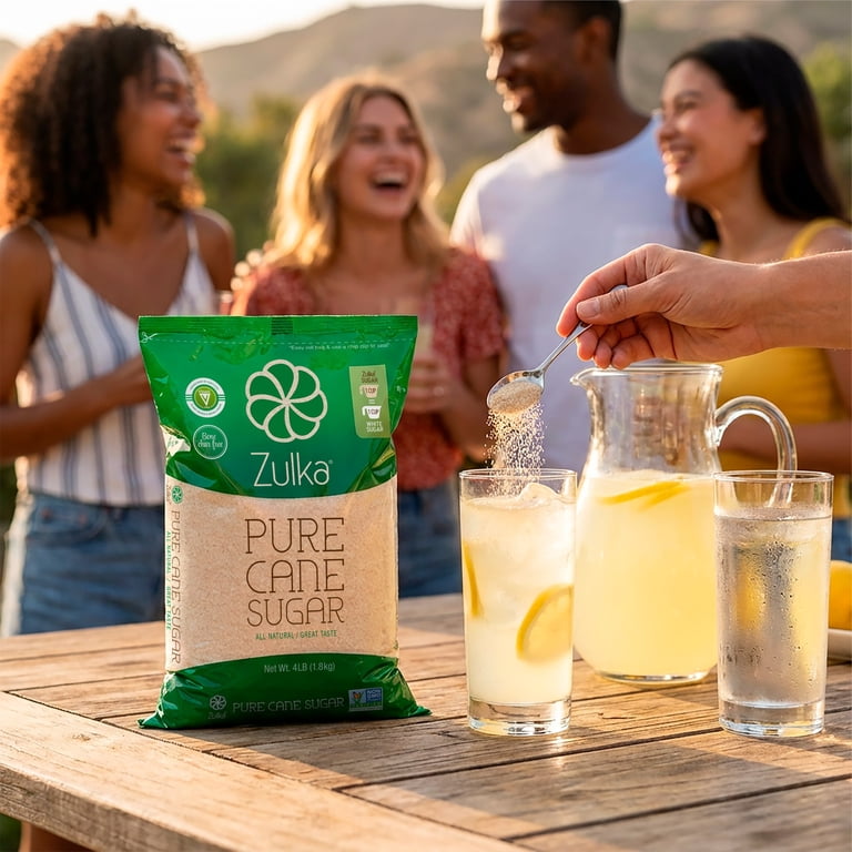 Zulka, Pure Cane Sugar, 4 lb, Contains No Allergens, Unrefined
