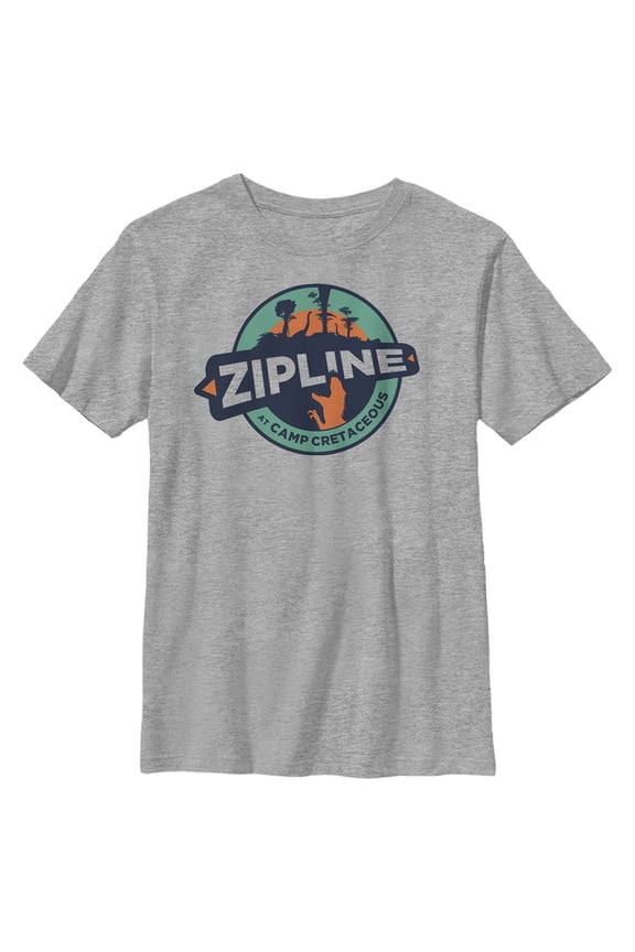 Boy's Jurassic World: Camp Cretaceous Zipline Circle Logo Graphic Tee Athletic Heather Small