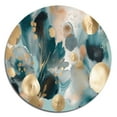 thumbnail image 2 of Designart "Exploring Floral Forms Blue and Gold III" Abstract Floral Metal Round Art Living Room, 2 of 5