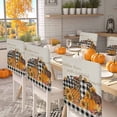 thumbnail image 2 of Thanksgiving Pumpkins Chair Covers Set of 4 Black White Plaid Sunflower Linen Chair Back Covers Stretch Removable Washable Slipcovers Protector for Dining Room Kitchen Party Decor, 2 of 5