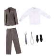 thumbnail image 4 of Ropa de figura masculina a escala 1/6, traje completo, ropa informal, elegante, pantalones de vestir, abrigo de disfraz para muñecos masculinos de gris claro, 4 of 9
