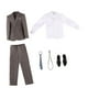 thumbnail image 4 of Ropa de figura masculina a escala 1/6, traje completo, ropa informal, elegante, pantalones de vestir, abrigo de disfraz para muñecos masculinos de gris claro, 4 of 9