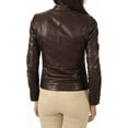 thumbnail image 2 of Womens Genuine Brown Lambskin Leather Jacket Motorcycle Biker Leather Jacket W623, 2 of 3