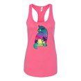 thumbnail image 2 of Neon Beach Sunset Cat California Vibes | Womens Animal Lover Jersey Racerback Tank Top, Hot Pink, Small, 2 of 4