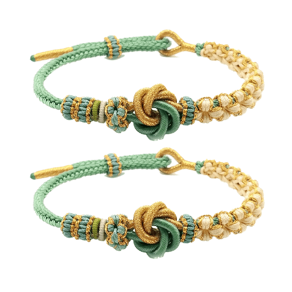 DESIGNICE 2Pcs Mens Leather Bracelet Braided Bracelet Emo Accessories Adjustable Initial Bracelet Golden Green