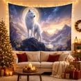 thumbnail image 3 of White Wolf on Mountain Under Full Moon, Mystical Fantasy for Wildlife Lovers, Majestic Wilderness Wall Art Christmas Gift, Tapestry Wall Hanging for Living Room and Bedroom, 3 of 7