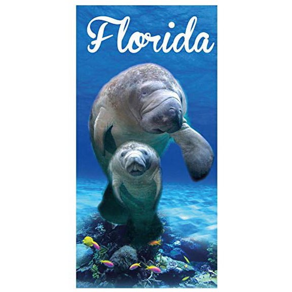 Island Gear Florida Beach 30x60 Cotton Velour Beach Towel (Florida Manatee)