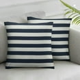 thumbnail image 3 of Acheng Simple Navy Blue White Stripes Outdoor Pillow Covers Set of 2,Decorative Waterproof Throw Pillow Case, Nautical Theme Stripe Soft Cozy Cushion Pillowcases 22x22in, 3 of 7