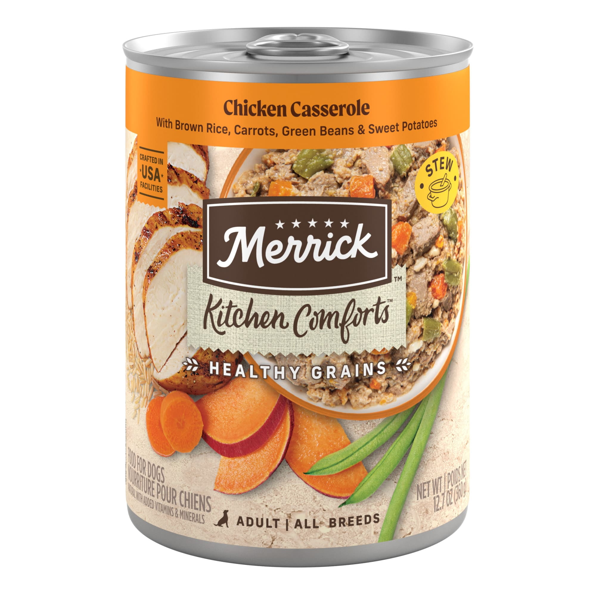 Merrick Healthy Grains Kitchen Comforts, Chicken Casserole and Rice with Grains Wet Dog Food, 12.7 oz., Case of 12