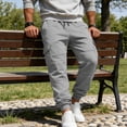 thumbnail image 3 of Yungyresw Fall Joggers Pants For Men Drawstring Waist Warming Tapered Athletic Trousers Soft Comfortable Casual Cargo Pants Gray M, 3 of 7