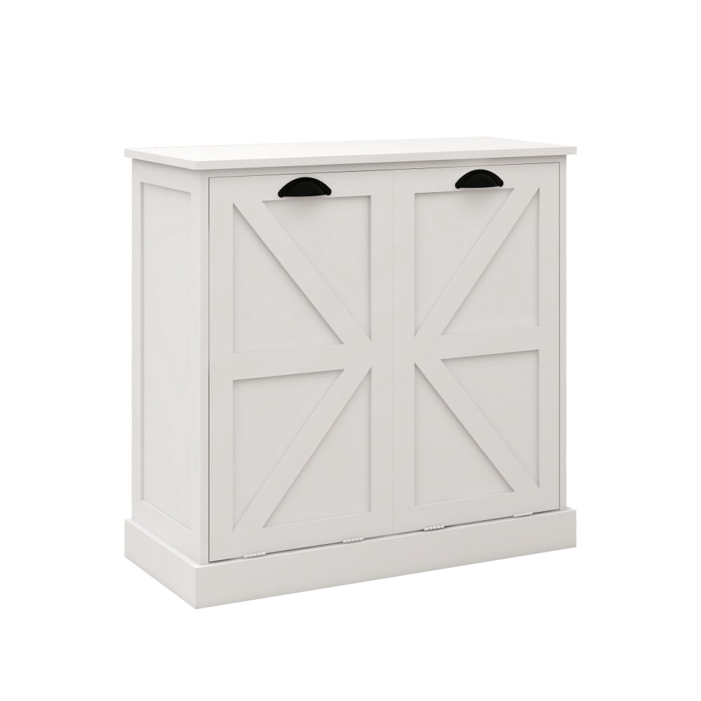 Tcbosik Tilt Out Laundry Hamper Cabinet with Removable Cloth Bags, Double Hidden Laundry Hamper Cabinet, Bathroom Storage Cabinet, Free Standing Organizer for Kitchen Living Room, White