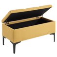 thumbnail image 3 of Ottomane de rangement moderne en tissue/metal, moutarde/noir, 3 of 7