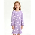 thumbnail image 3 of Little Hand Toddler Nightgown Girls Nightie Dress Crewneck Long Sleeve Rabbit CuteDresses For Toddler Clothes 9-10years, 3 of 8
