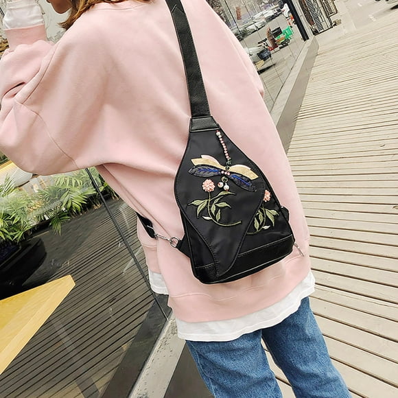 TopLLC Women's Crossbody Bags Women 's Fashion Casual Embroidered Chest Bag Shoulder Messenger Bag Chest Bag