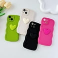 thumbnail image 3 of Cute 3D Love Heart Curly Wave Frame Soft Compatible with iPhone Case (Green,iPhone Xr), 3 of 9