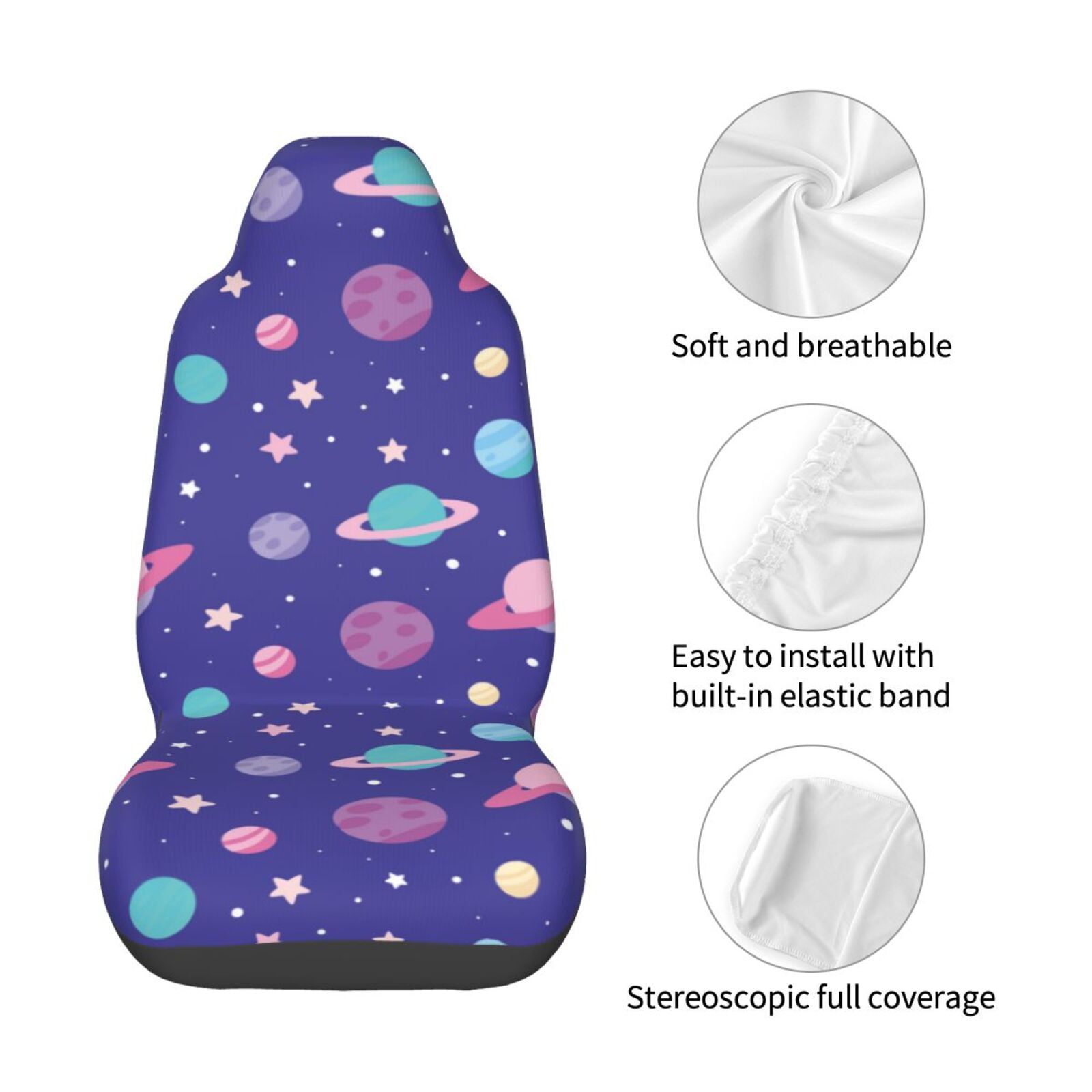 Naloa Space Car Seat Covers Universal Front Seat Coves for Car Accessories ,Padded Car Covers for Automotive, SUV, Truck, and Van