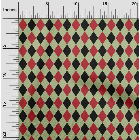 oneOone Cotton Jersey Light Green Fabric Argyle Check Fabric For Sewing Printed Craft Fabric By The Yard 58 Inch Wide