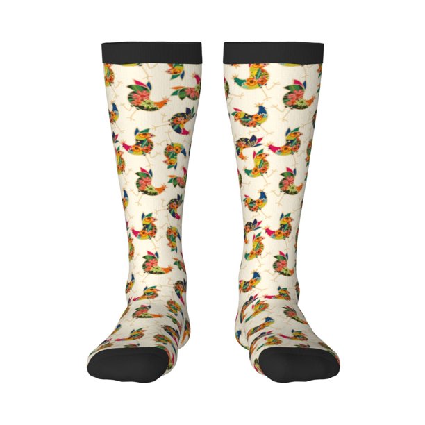 Balery Boho Chicken Calcetines novedosos Calcetines deportivos Calcetines hasta la rodilla Calcetines de algodón Calcetines originales y geniales