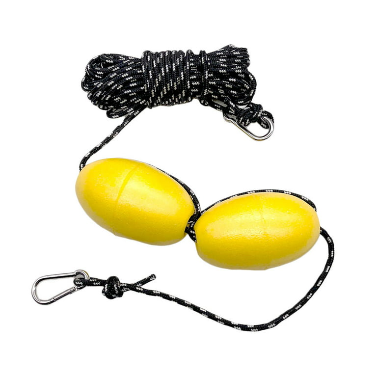 Kayak Tow Rope Boating Floating Throw Anchor Line with Dual Floats End Clips, Size: 9M, Yellow