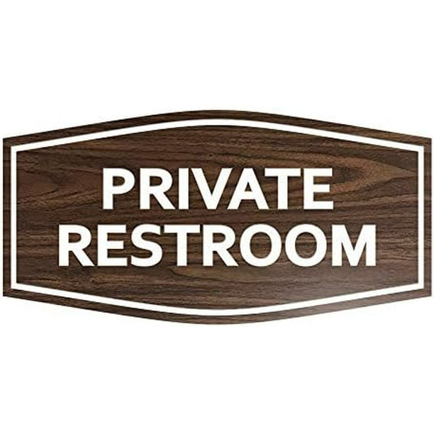 fancy private restroom sign (walnut) medium