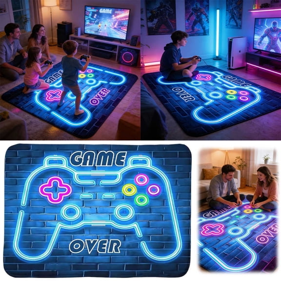 Gaming Area Rug for Bedroom Gamer Rug for Boys Room Decor Video Game Printed Carpet Glow in The Blacklight Rug for Playroom Non- Area Rug Kids Girls Gamer Room Casual Mat 23x35 Inch